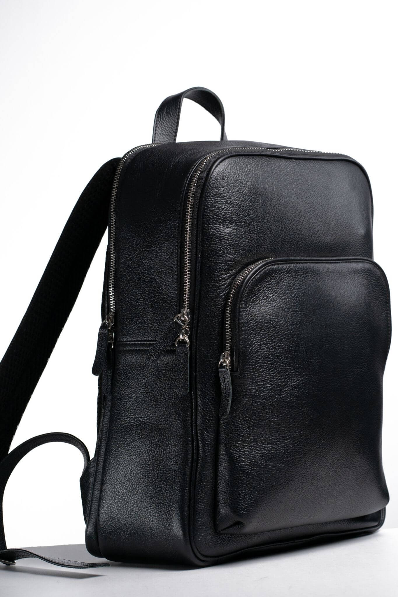 S1 Simple Leather Backpack-Black