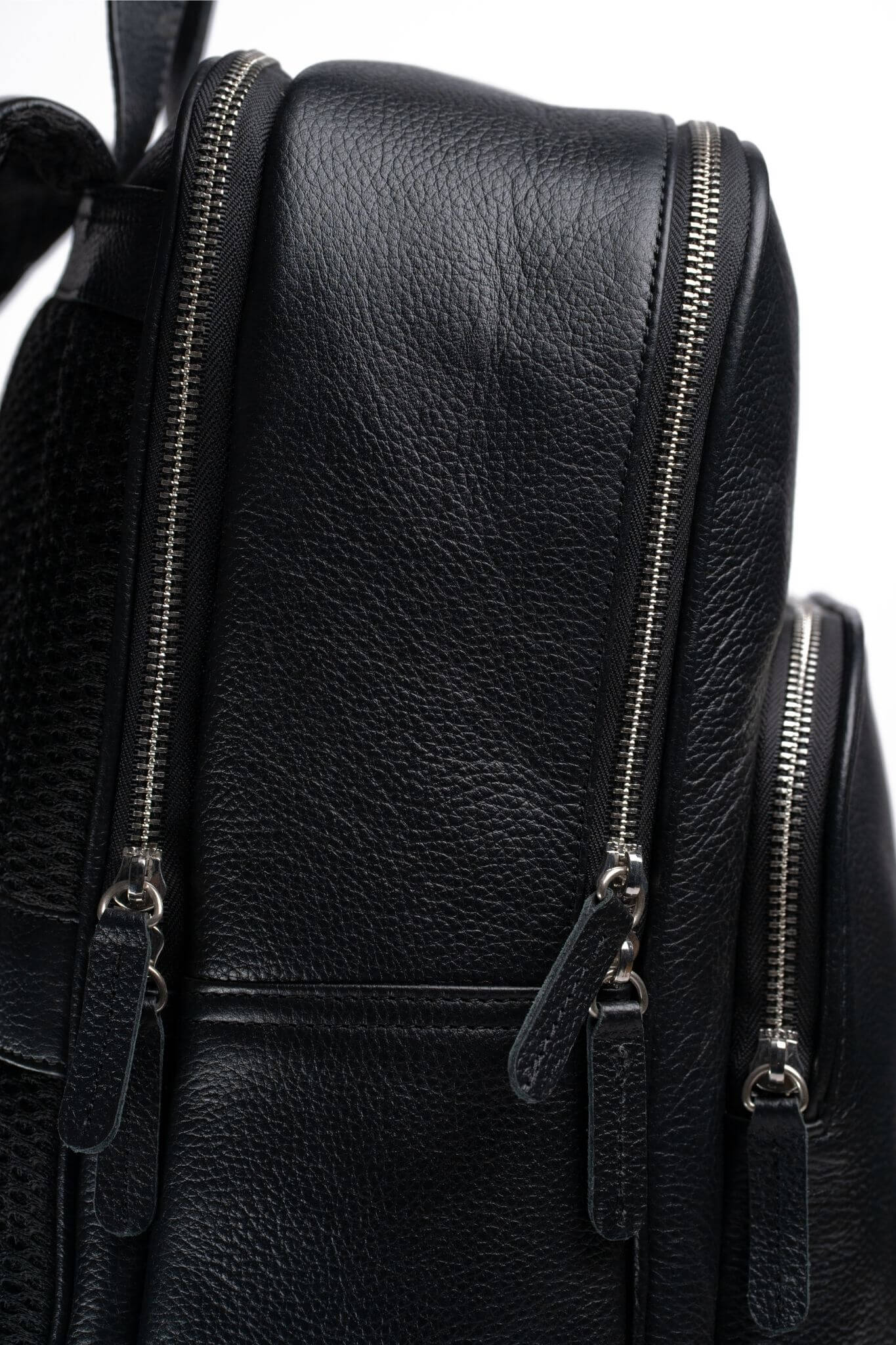 S1 Simple Leather Backpack-Black