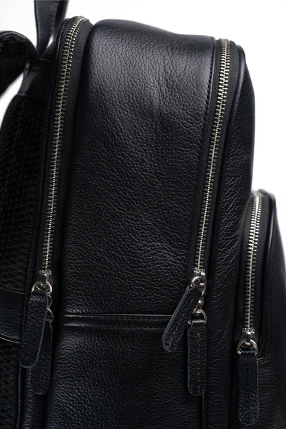 S1 Simple Leather Backpack-Black