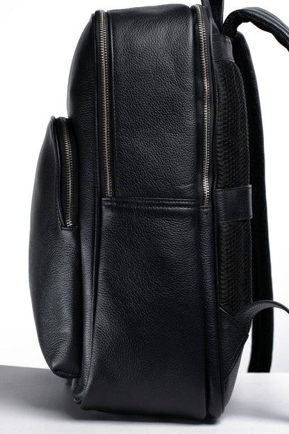 S1 Simple Leather Backpack-Black