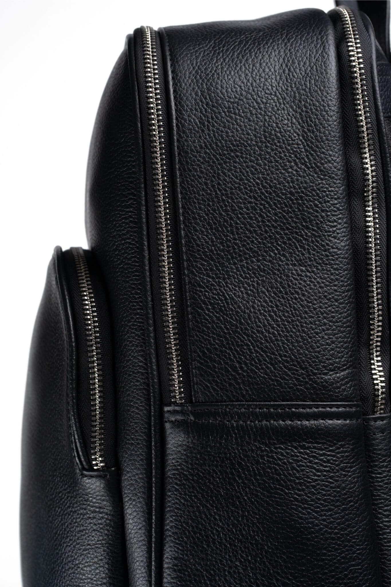 S1 Simple Leather Backpack-Black