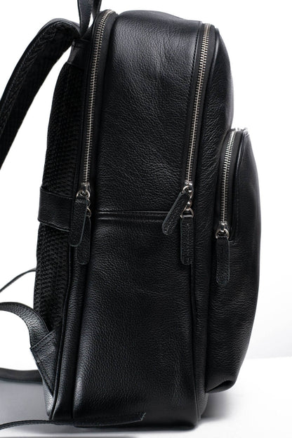 S1 Simple Leather Backpack-Black