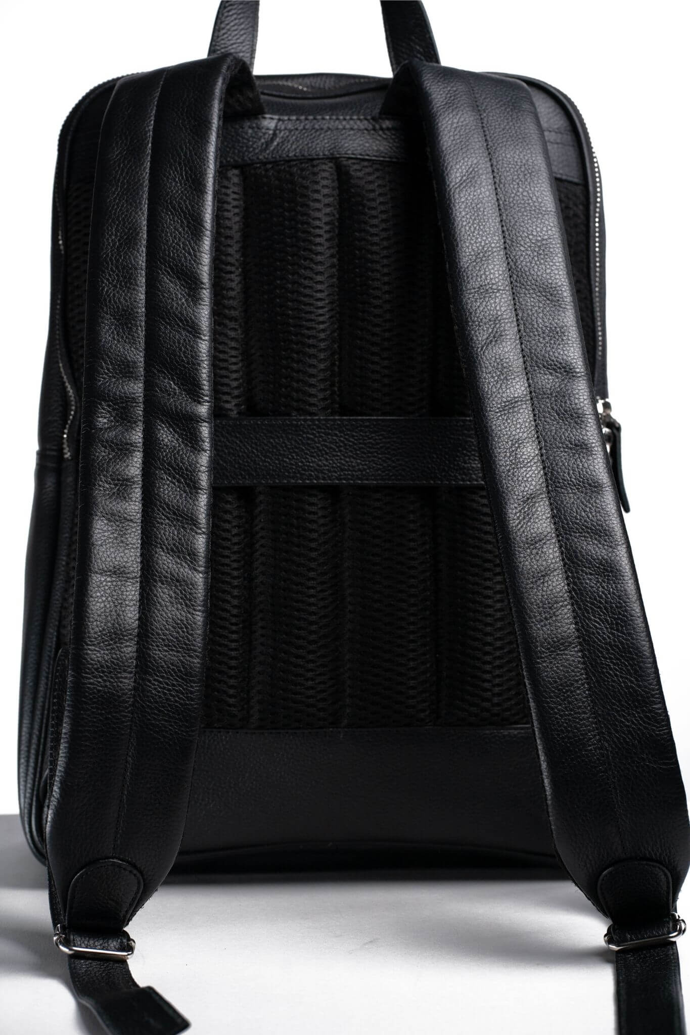 S1 Simple Leather Backpack-Black