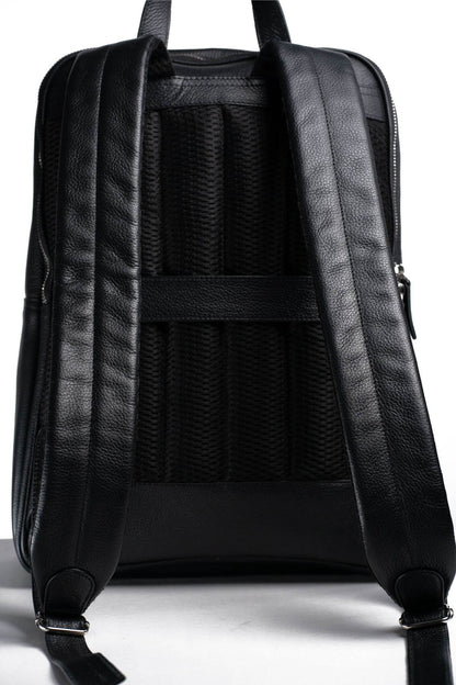 S1 Simple Leather Backpack-Black