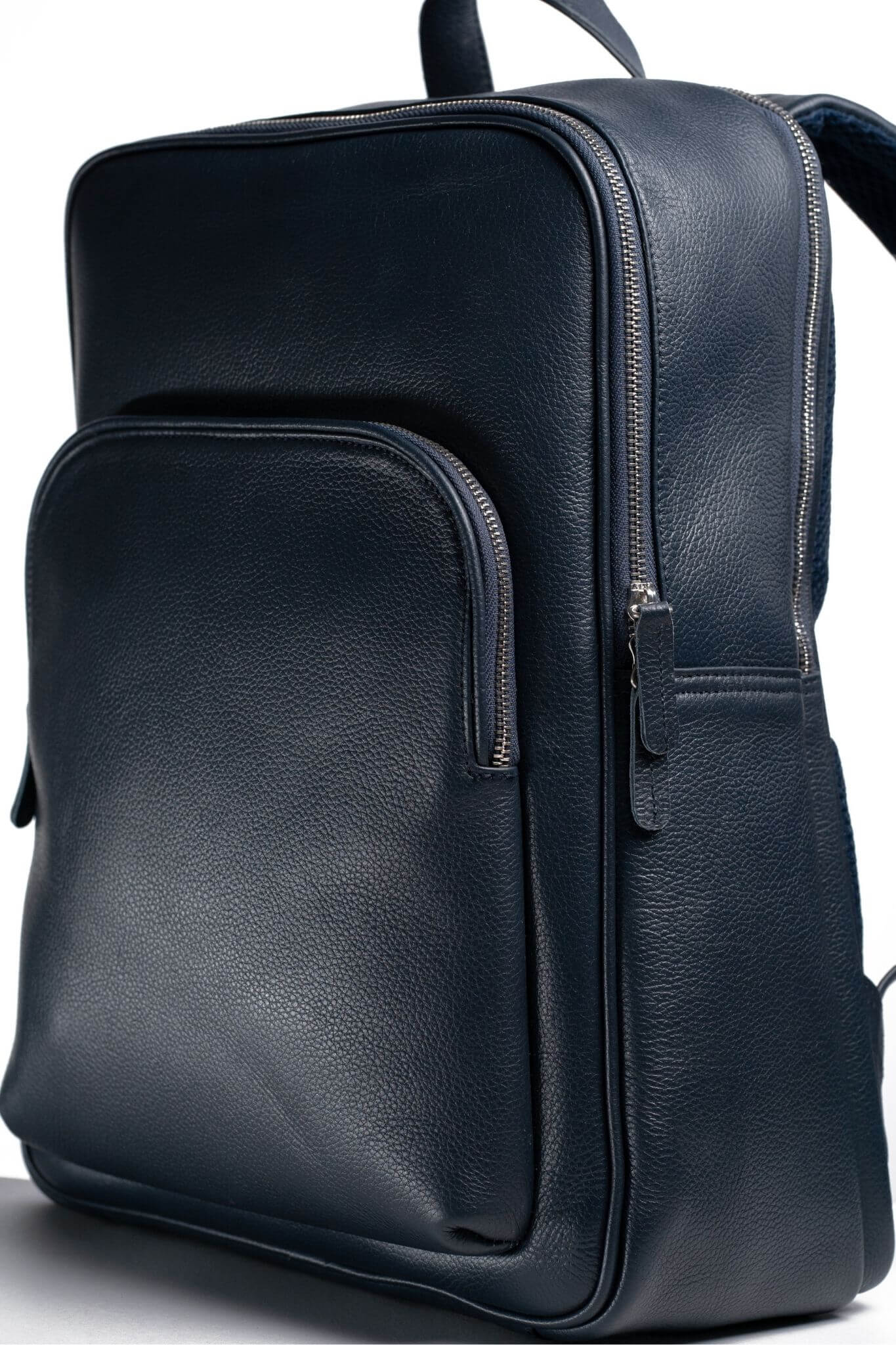 S1 Simple Leather Backpack-Blue