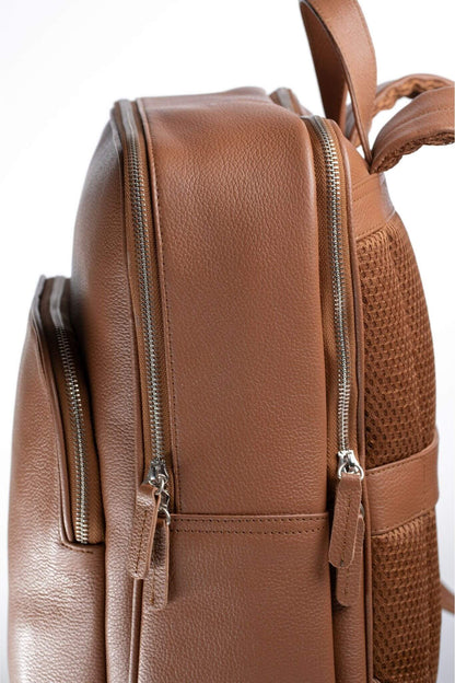 S1 Simple Leather Backpack-Brown