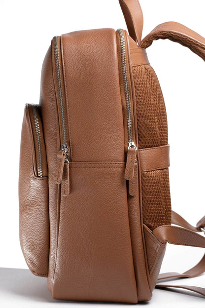 S1 Simple Leather Backpack-Brown