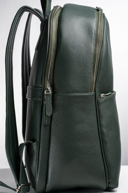 S2 Simple Leather Backpack-Green